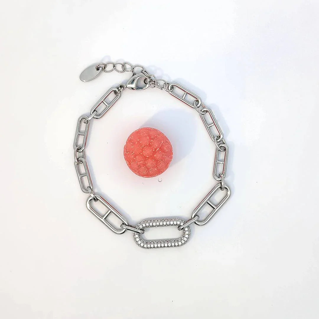 Schakelarmband met strass schakel - Casa Jadel