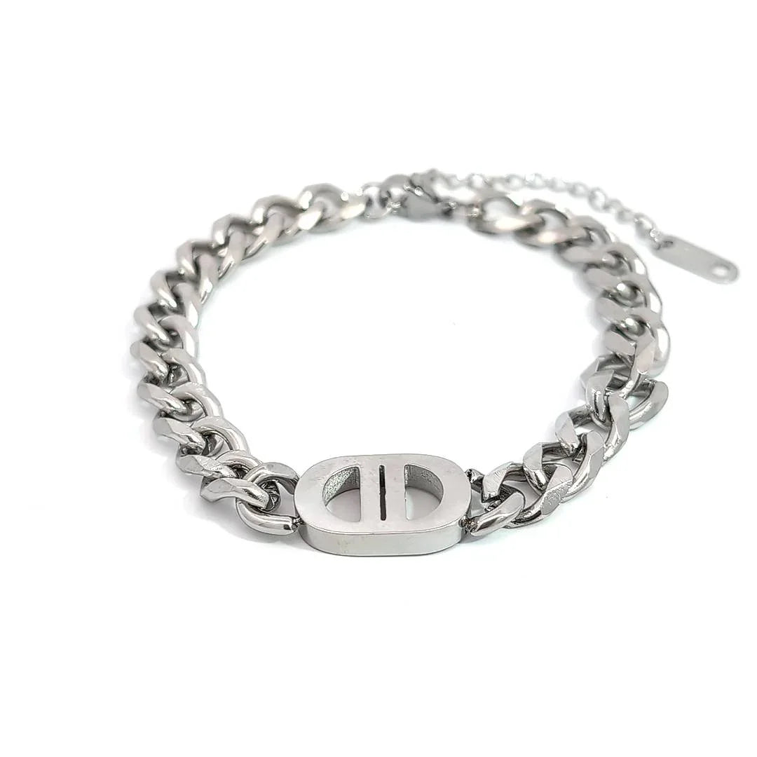 Grove zilveren schakelarmband met centerpiece - Casa Jadel