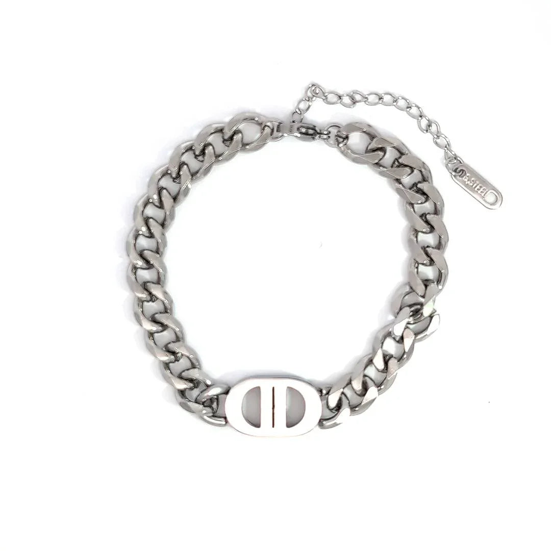 Grove zilveren schakelarmband met centerpiece - Casa Jadel