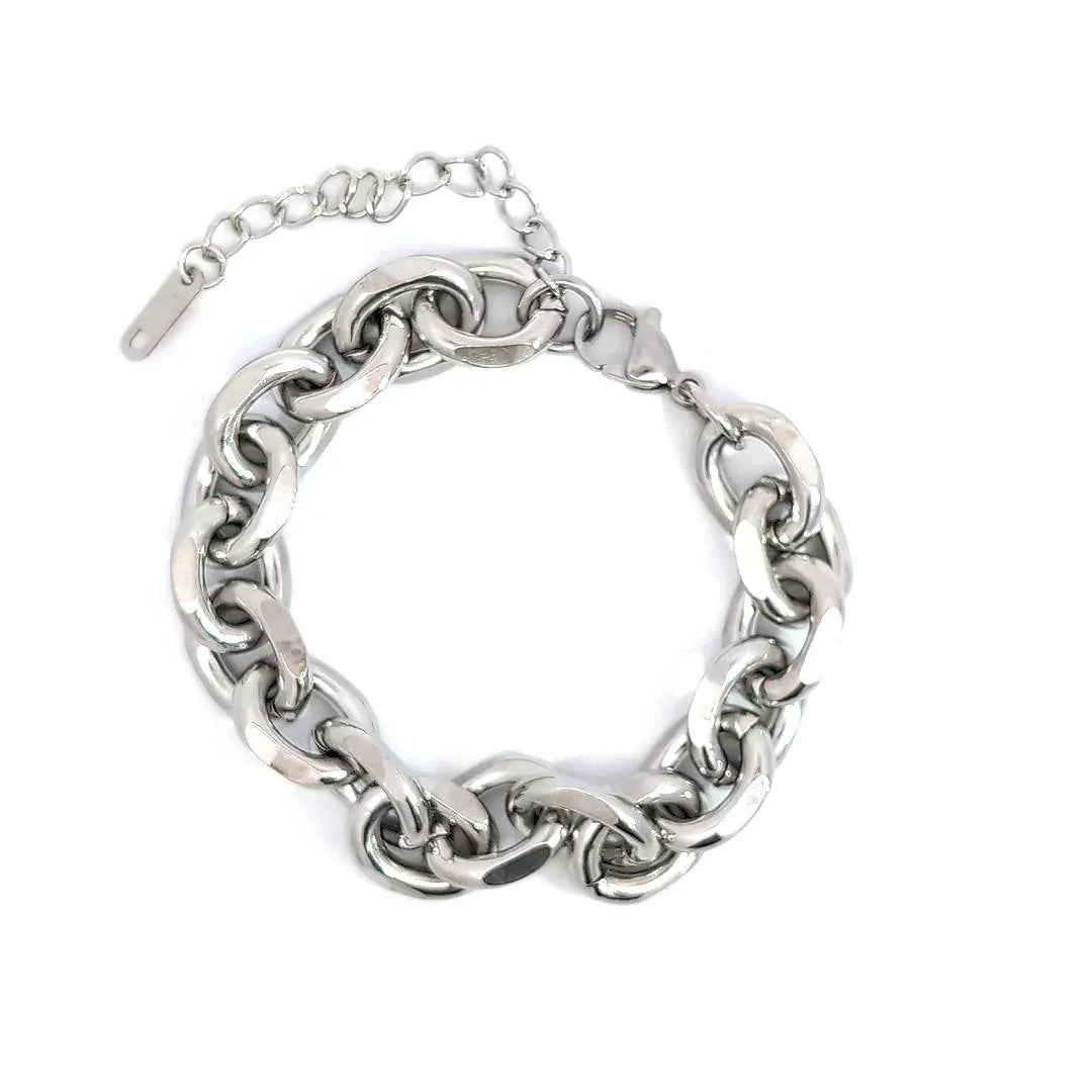 Grove zilveren schakelarmband met stevige rond afgewerkte schakels - Casa Jadel