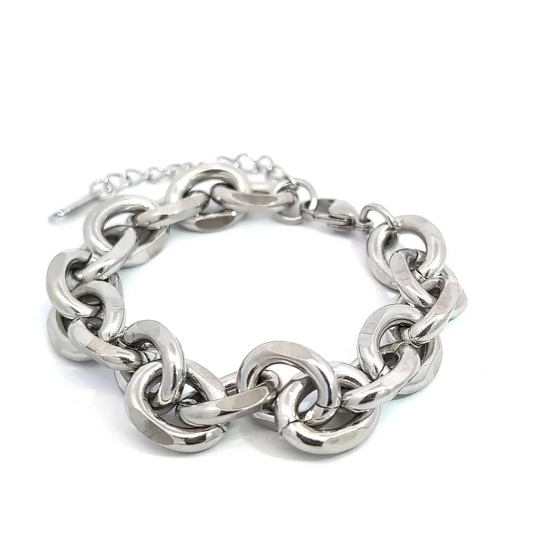 Grove zilveren schakelarmband met stevige rond afgewerkte schakels - Casa Jadel