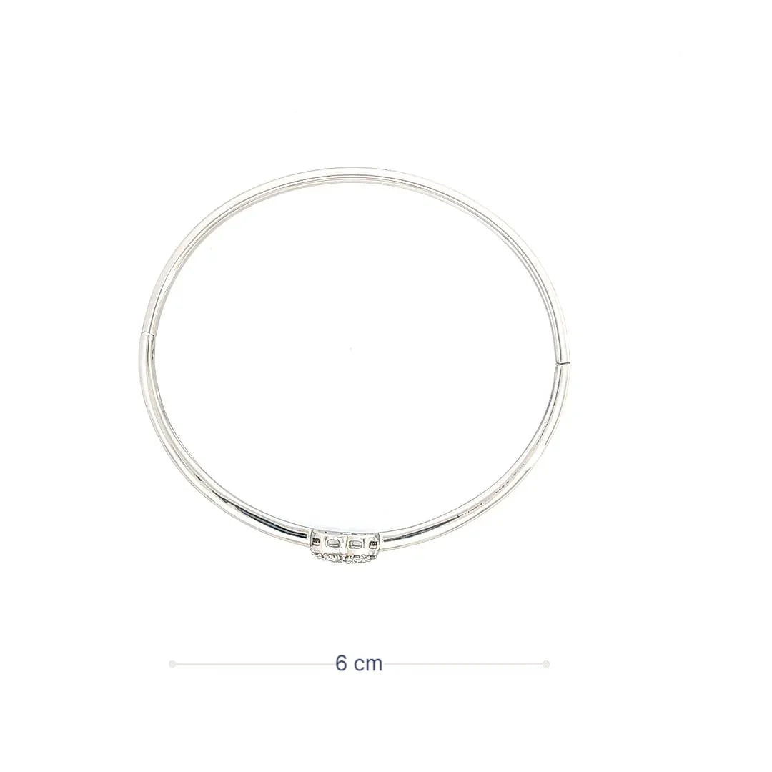 Zilveren armband bangle met strass hartje - Casa Jadel
