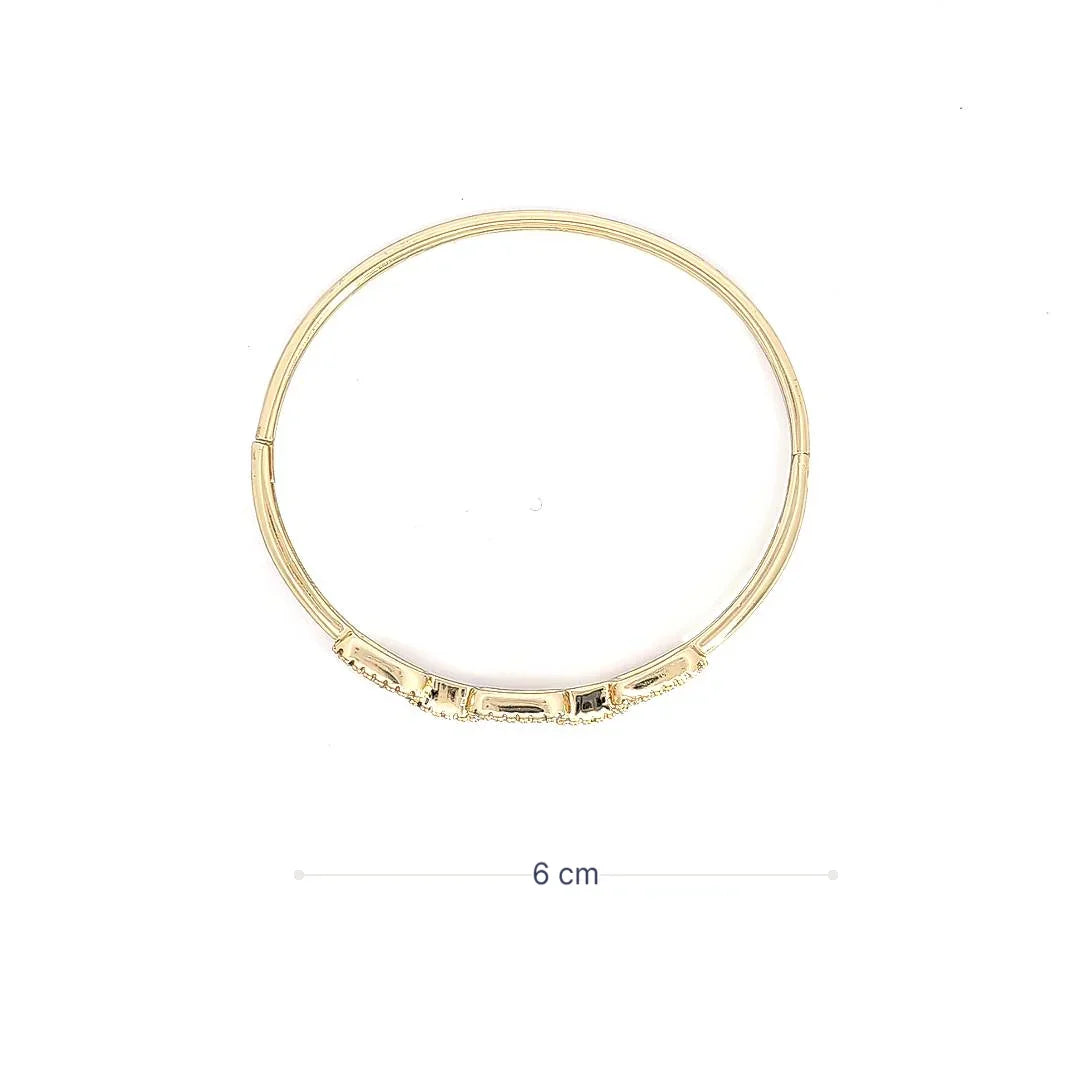 Gouden armband bangle met 3 lusjes afgezet met strass - Casa Jadel