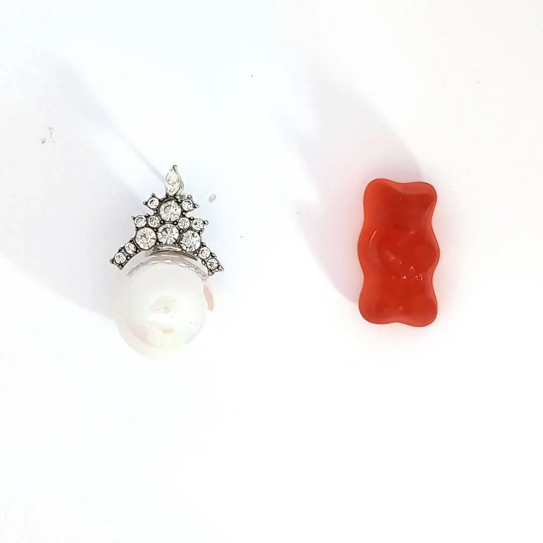 Oorknopjes grote imitatie parel met strass kroontje - Casa Jadel