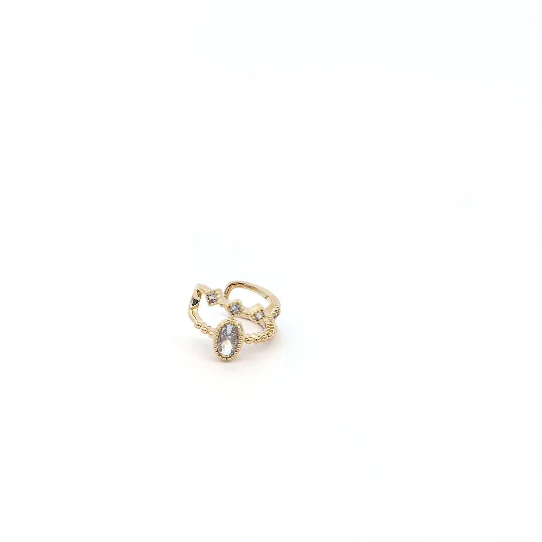 Ear cuff goudkleurig dubbel met diamantjes - Casa Jadel