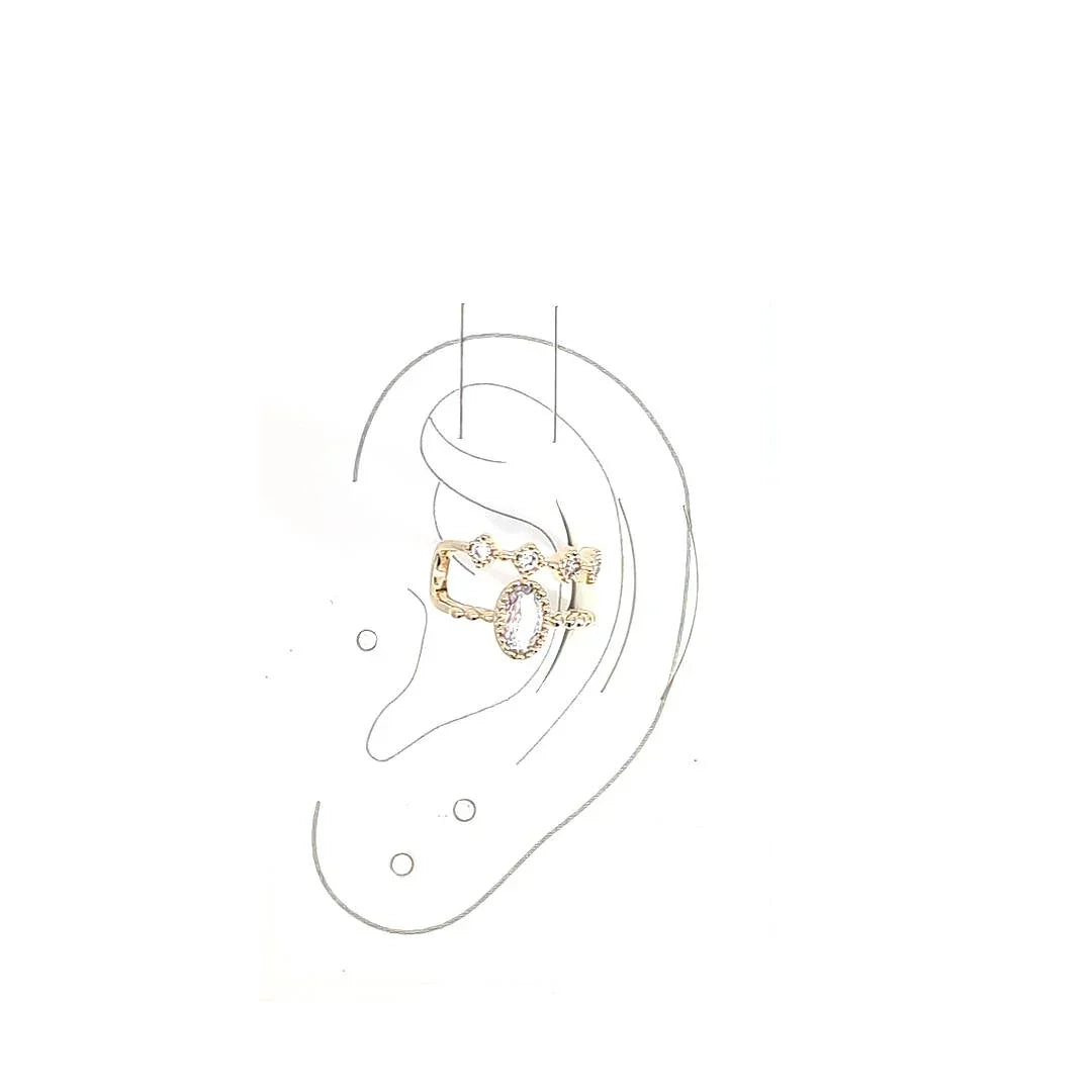 Ear cuff goudkleurig dubbel met diamantjes - Casa Jadel