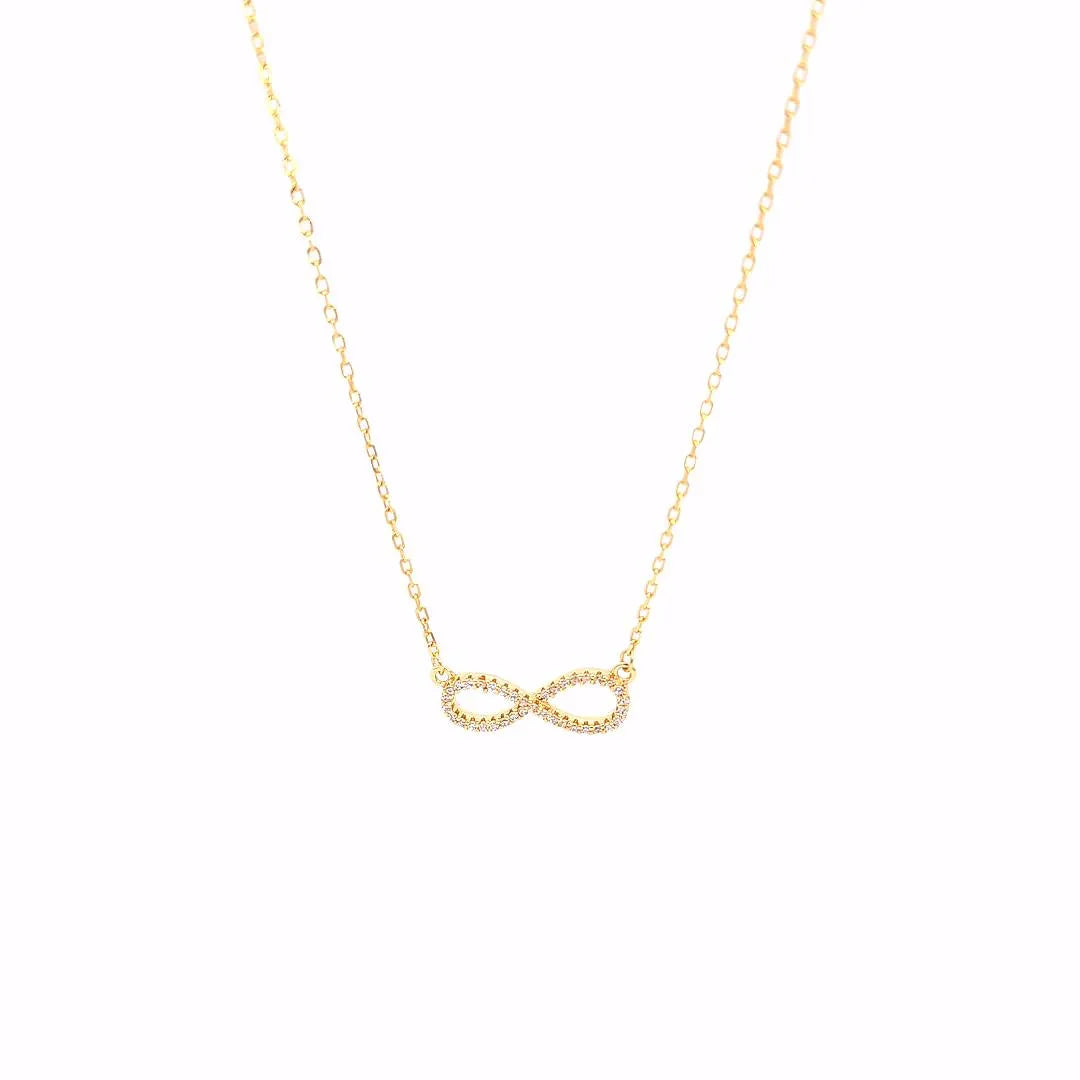 Ketting goudkleurig oneindig hanger afgezet met strass - Casa Jadel