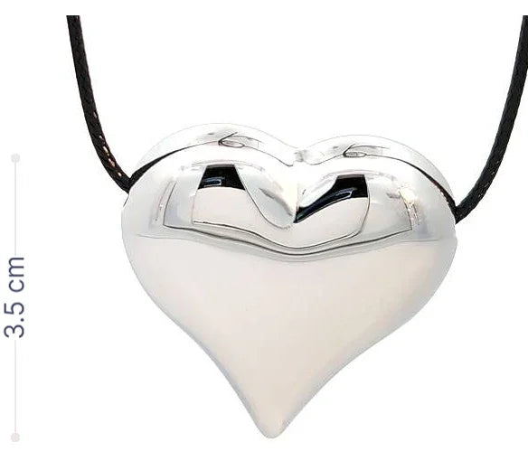 Zwart koord ketting met zilveren hart - Casa Jadel