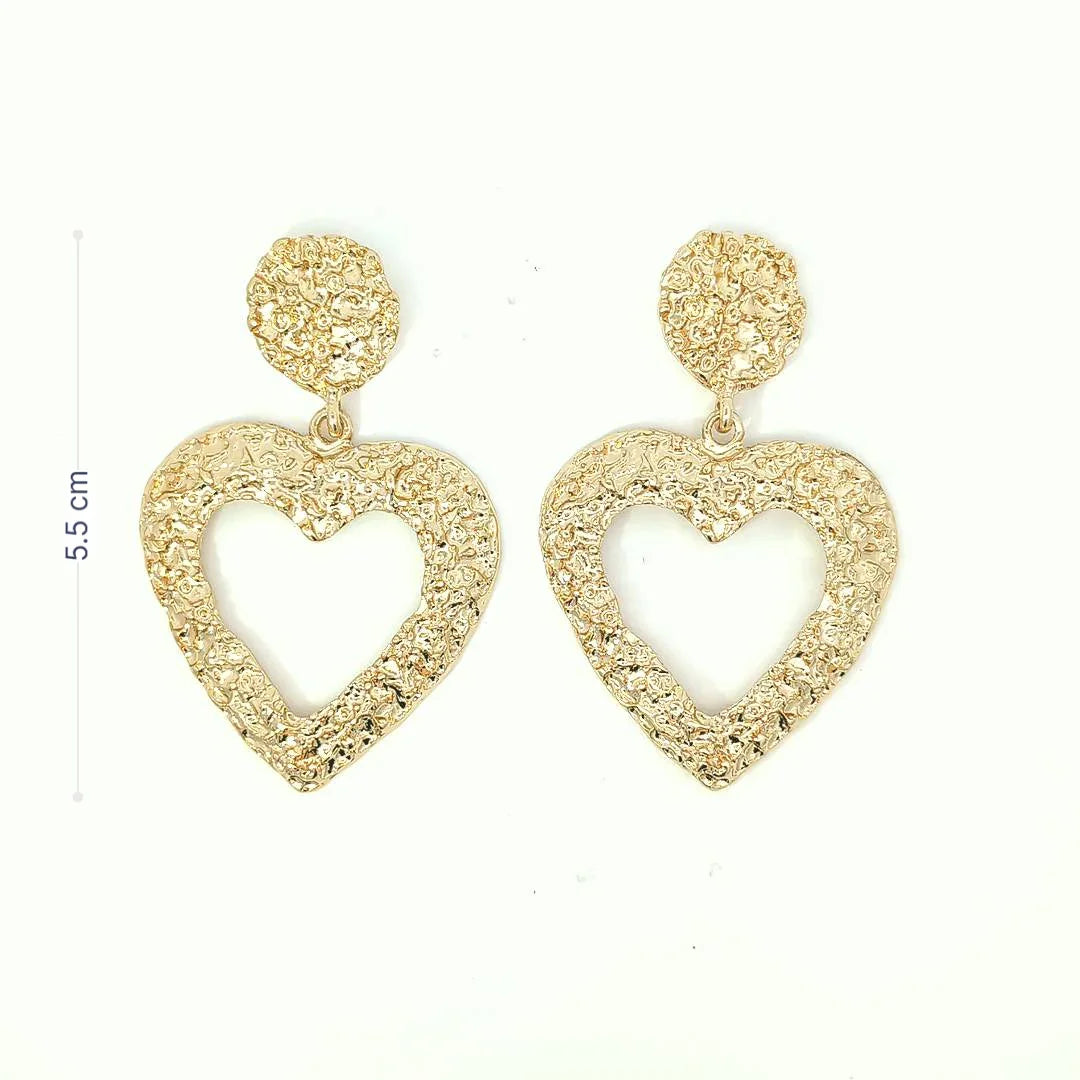 Vintage gouden hangend open hart oorknopjes - Casa Jadel