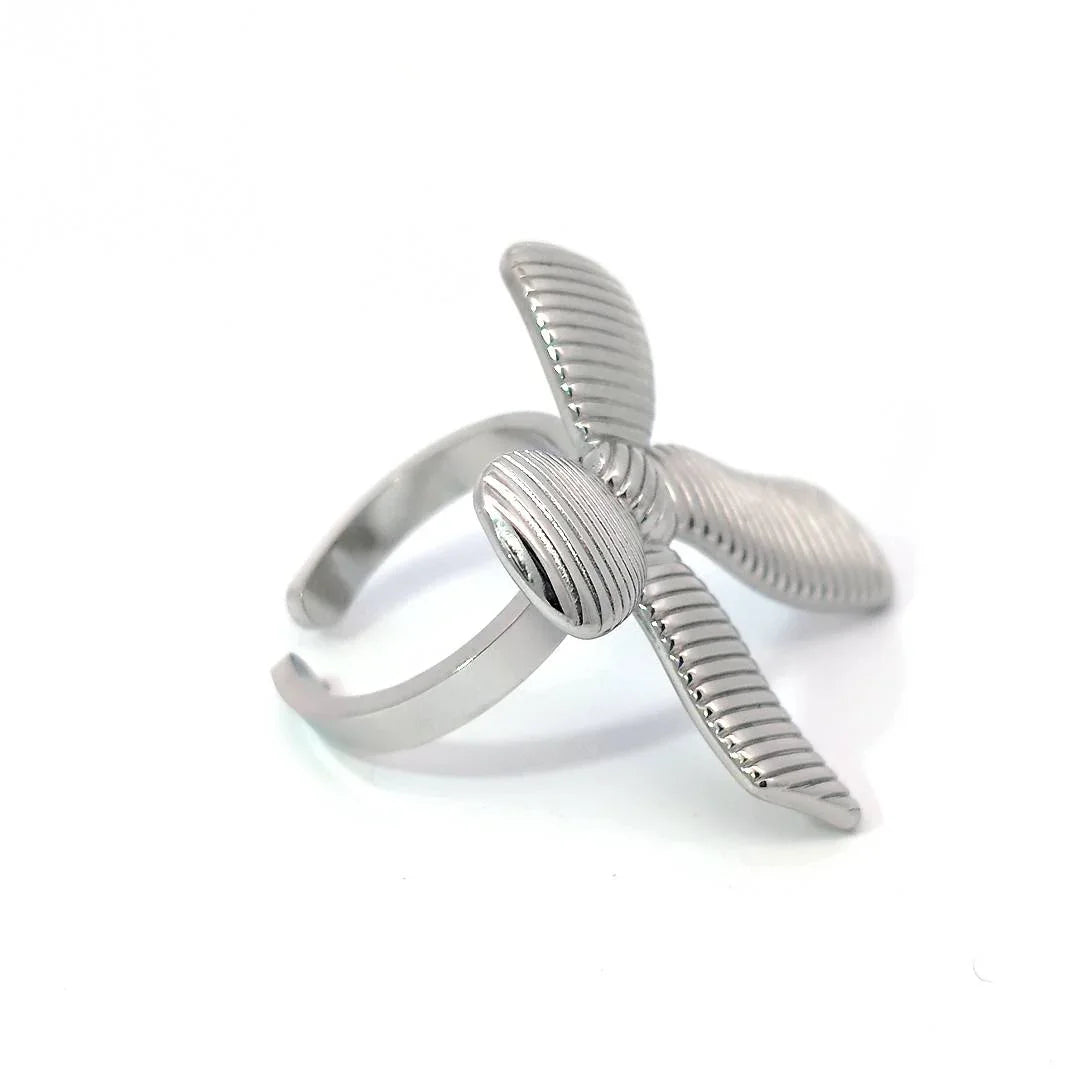Verstelbare ring zilver met geribbelde strik - Casa Jadel