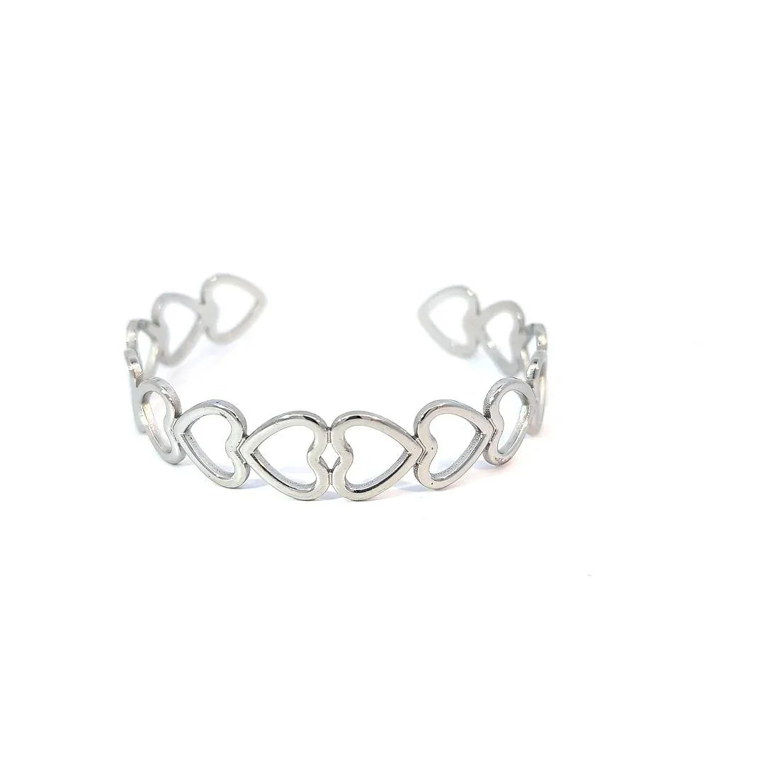 Bangle zilver met rondom hartjes - Casa Jadel