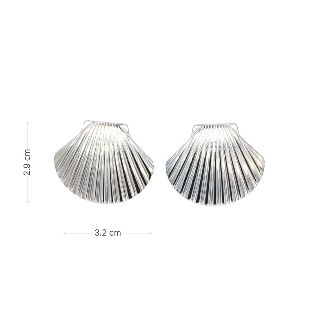 Zilveren statement schelpen oorknopje - Casa Jadel