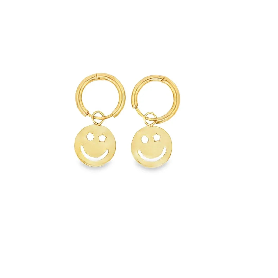 Gouden smiley oorringetjes - Casa Jadel
