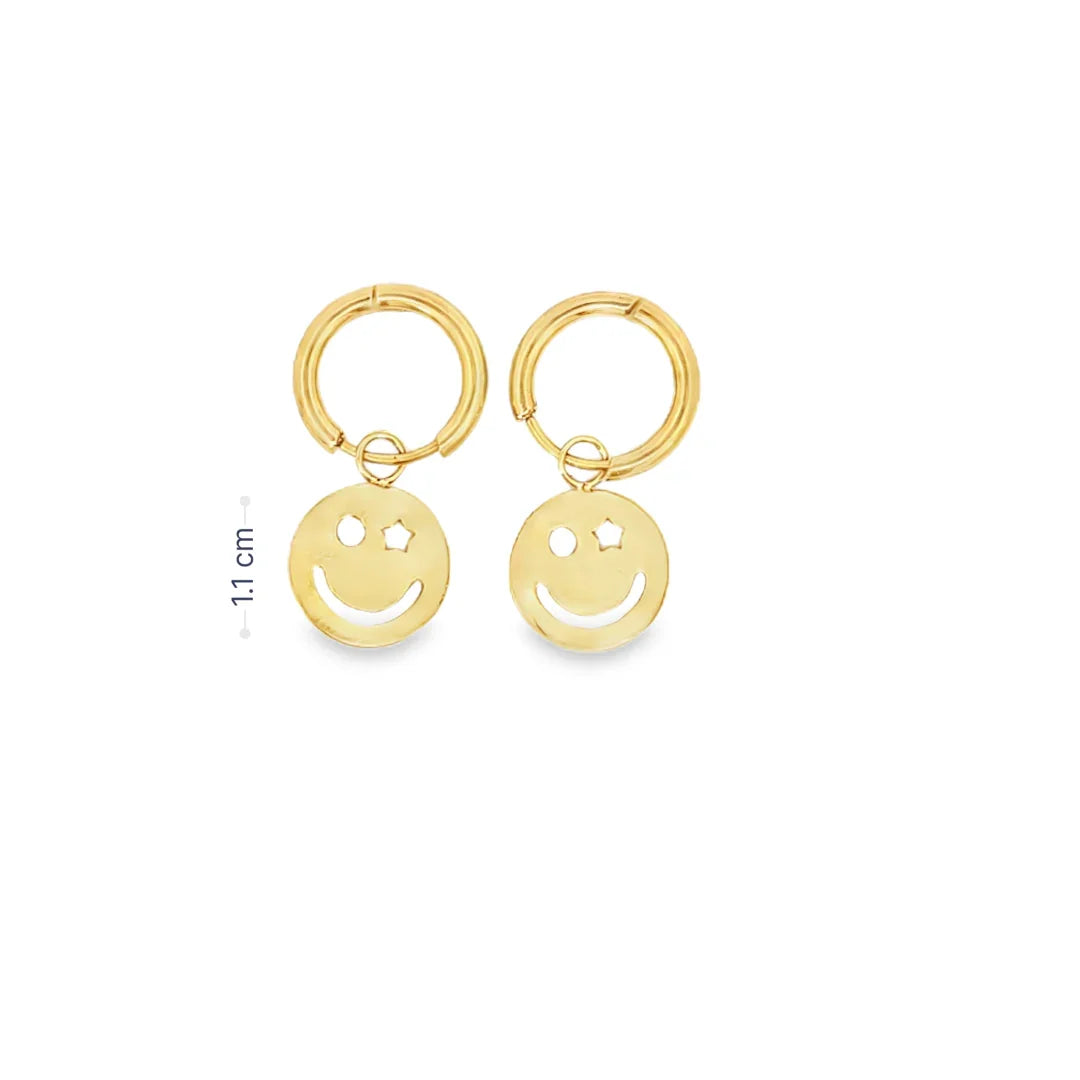 Gouden smiley oorringetjes - Casa Jadel