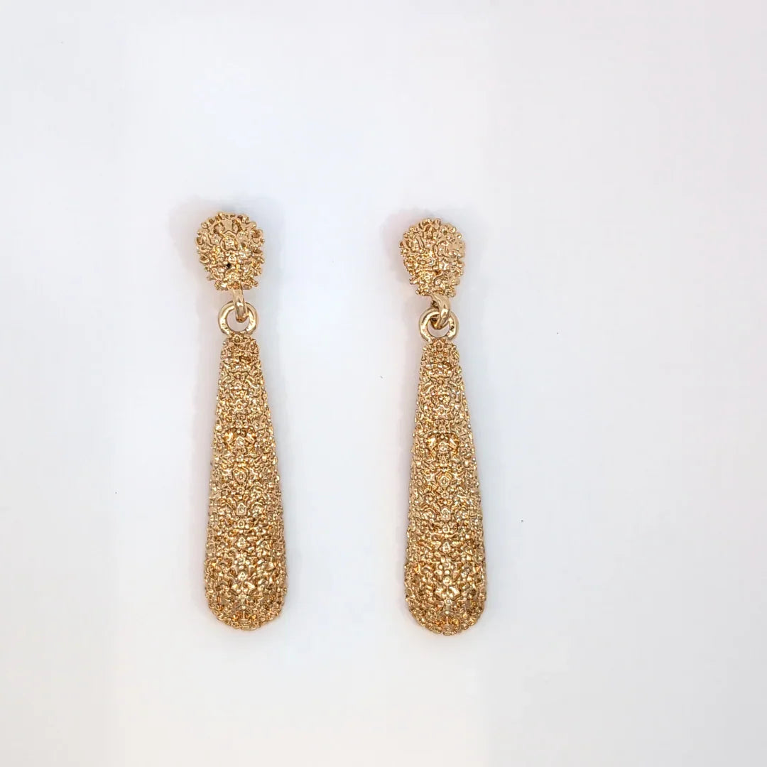 Vintage gouden lange druppel oorknopjes - Casa Jadel
