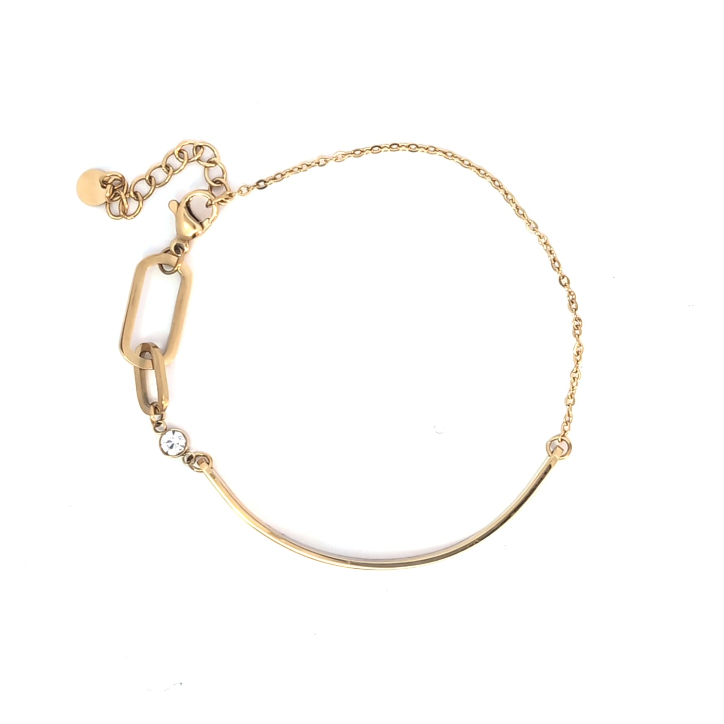 Gouden bangle schakel armband met strass