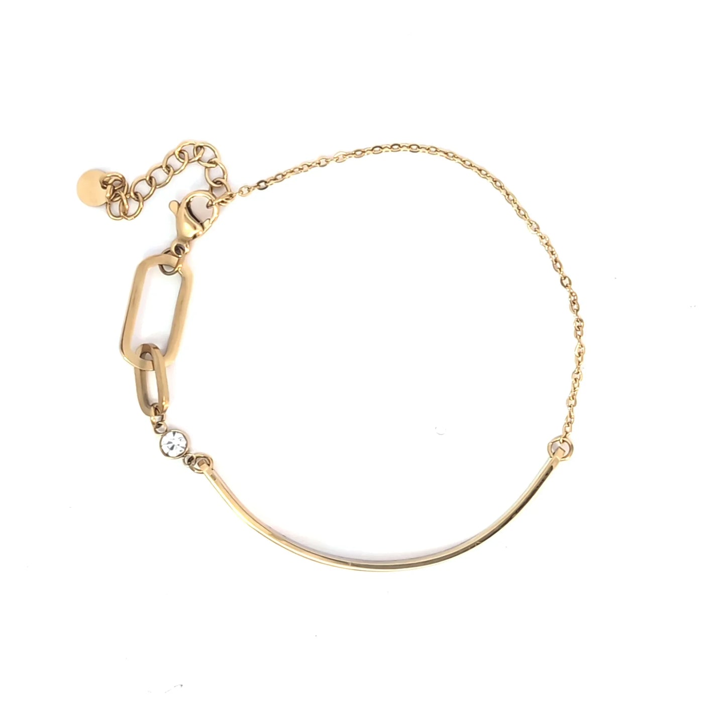 Gouden bangle schakel armband met strass - Casa Jadel