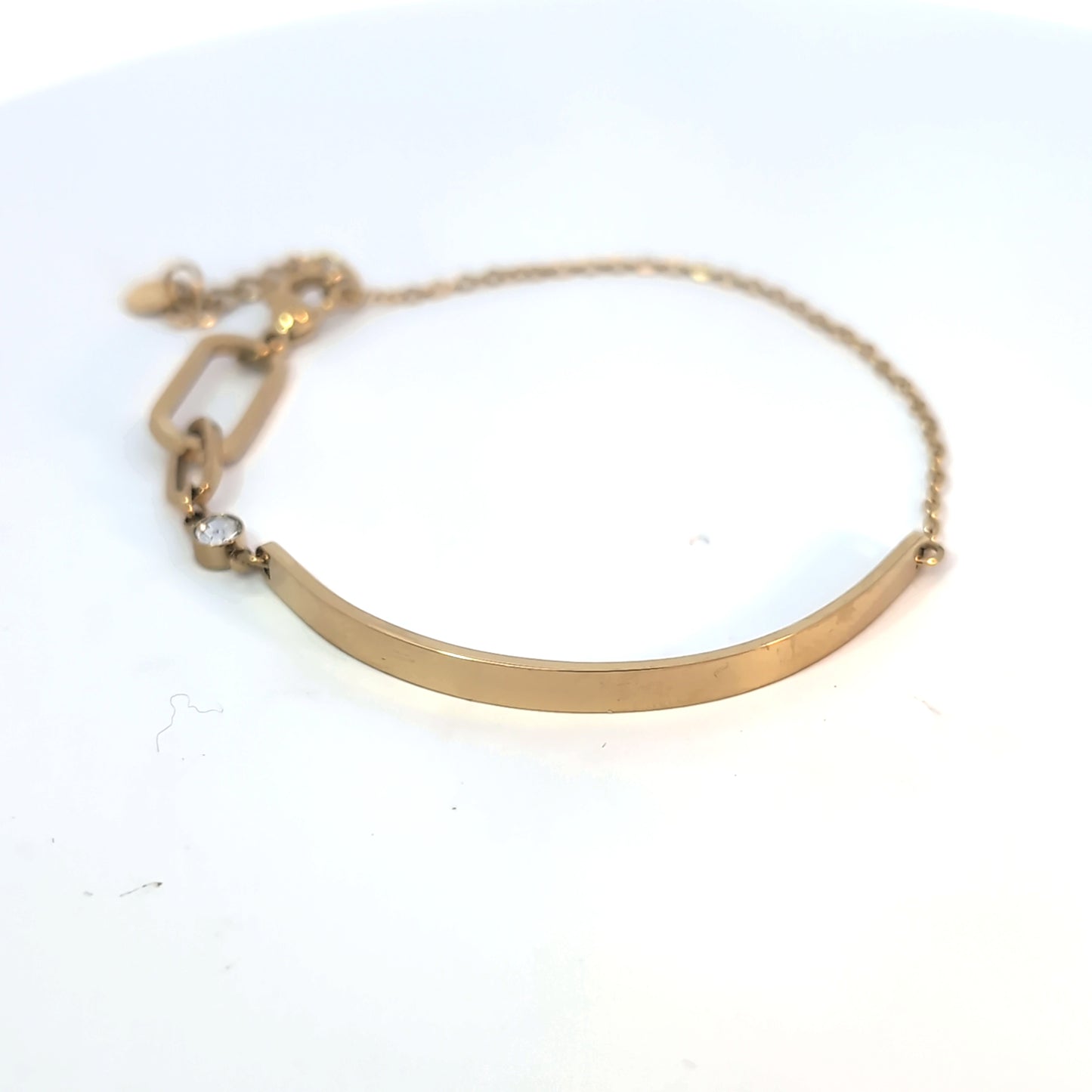 Gouden bangle schakel armband met strass