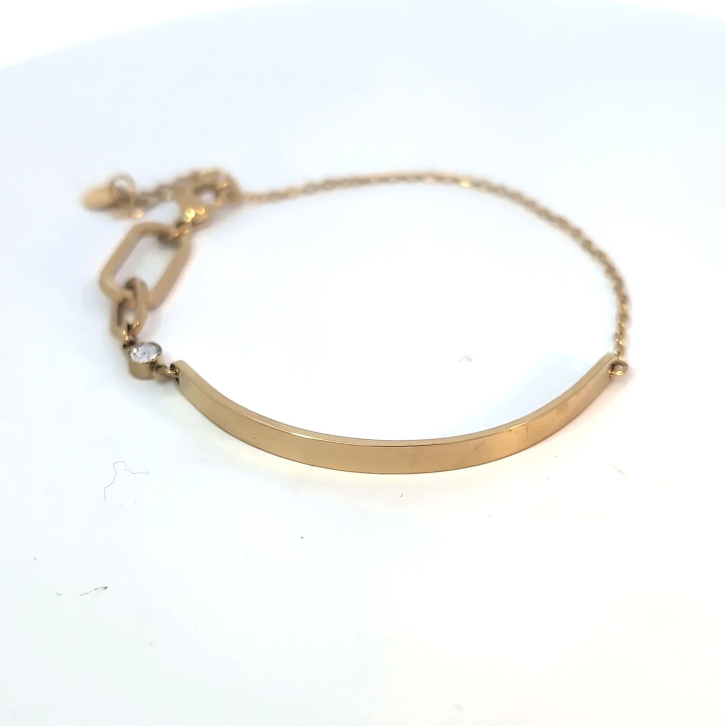 Gouden bangle schakel armband met strass - Casa Jadel