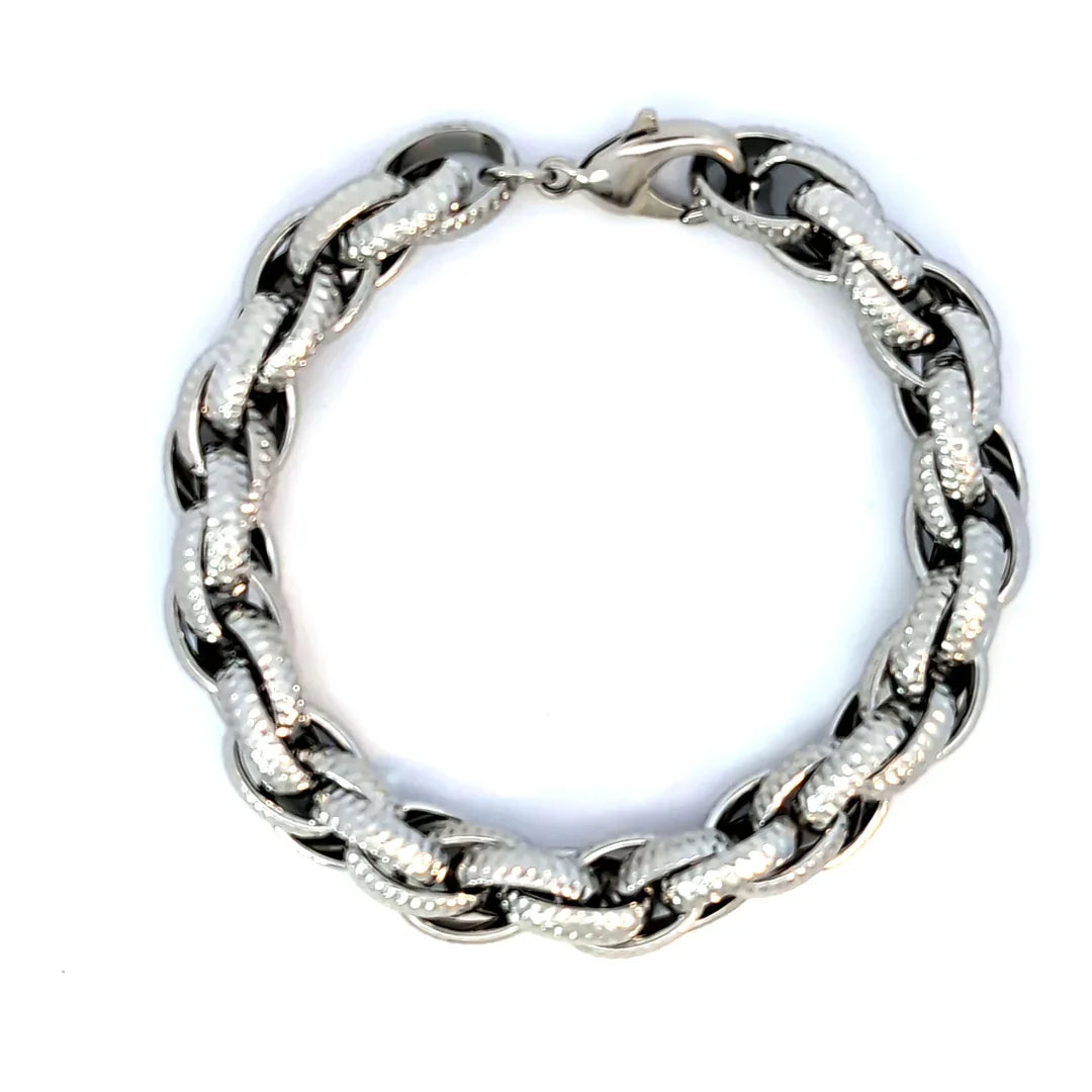 Geribbelde zilveren schakel armband - Casa Jadel