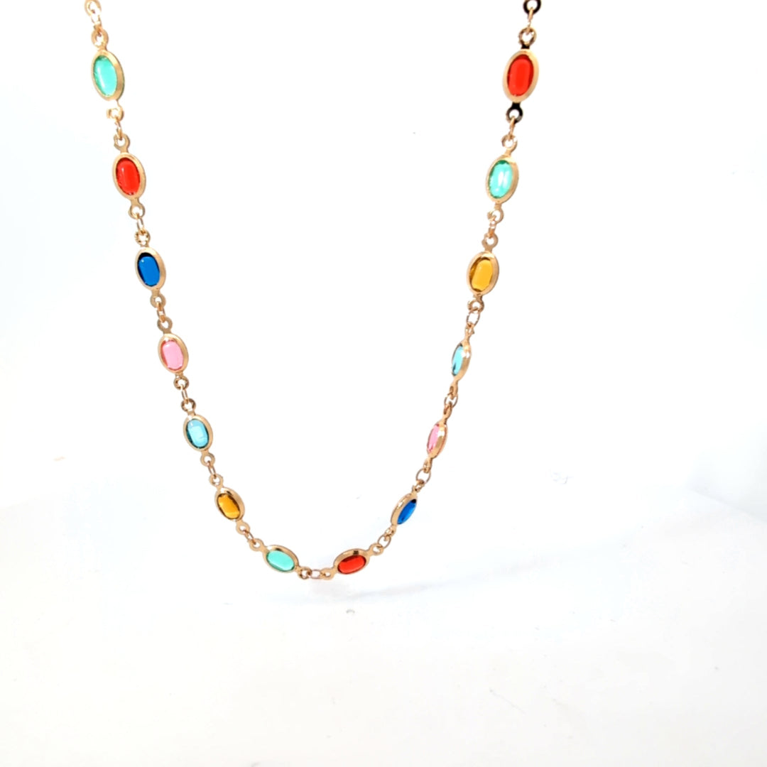 Gouden multicolor schakel ketting