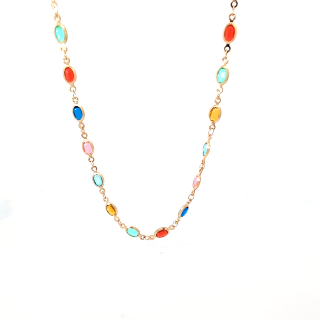 Gouden multicolor schakel ketting
