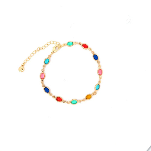 Gouden multicolor schakel armband