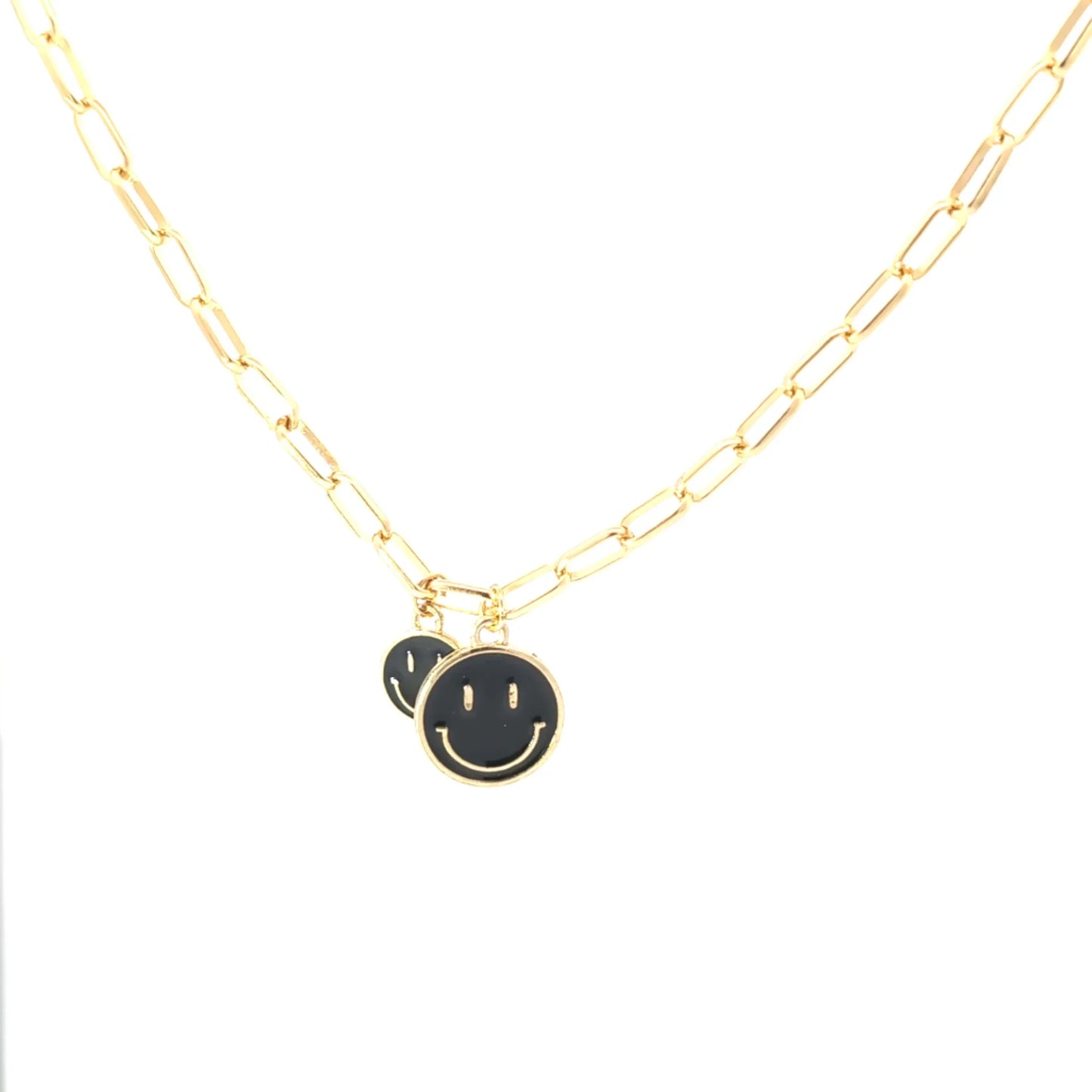 Gouden ketting met grote en kleine zwarte smiley - Casa Jadel