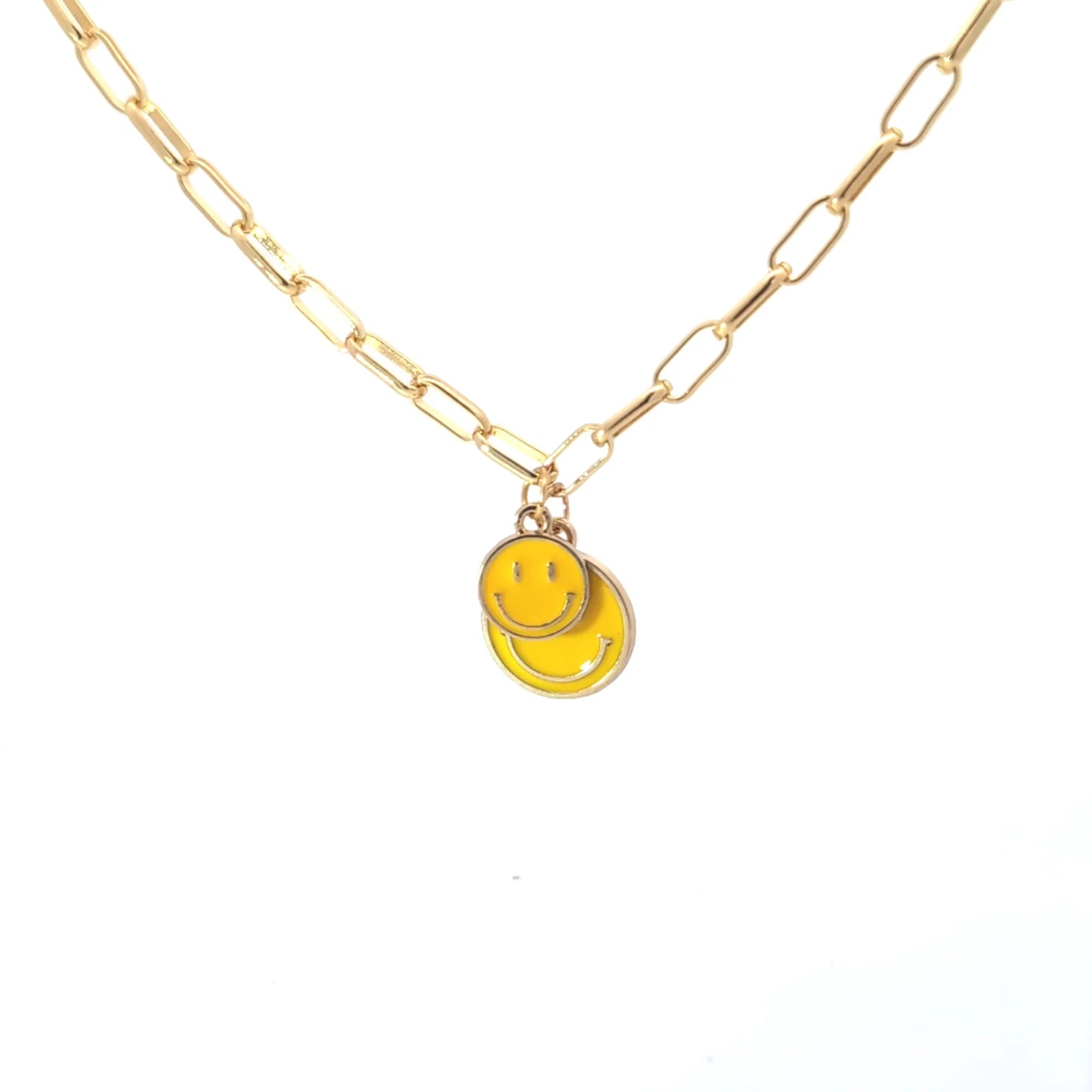 Gouden ketting met grote en kleine gele smiley - Casa Jadel