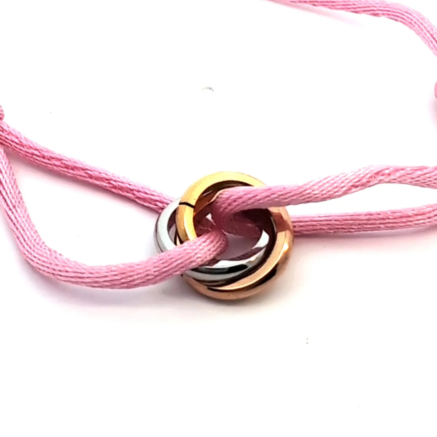 Roze koord armbandje met 3 ringetjes - Casa Jadel