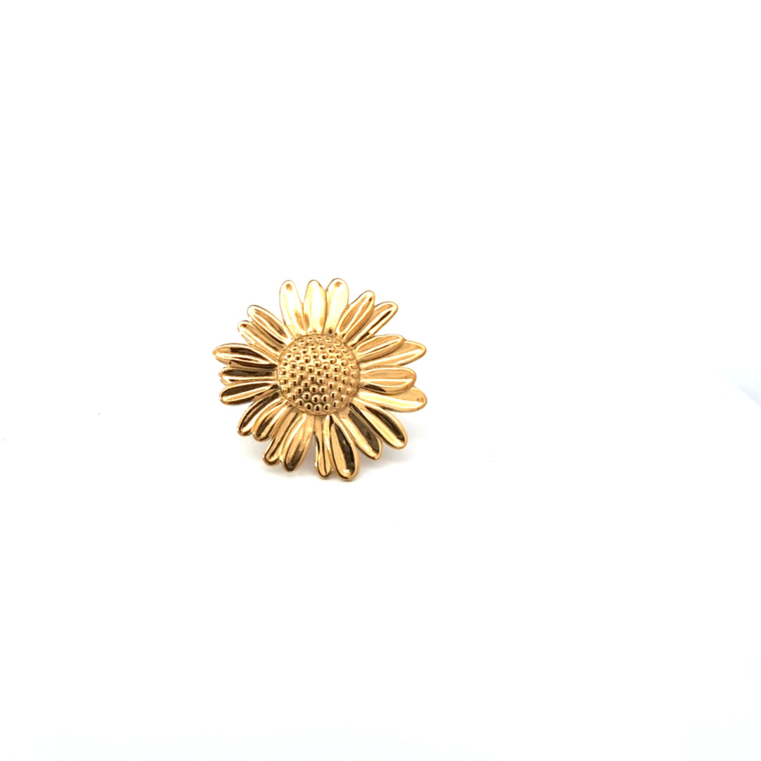 Verstelbare goudkleurig ring met statement bloem