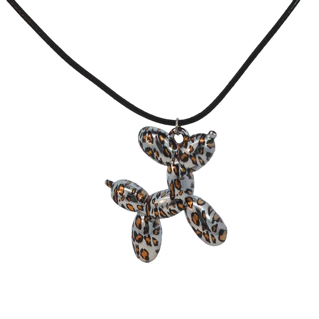 Ketting ballonnen hond panterprint met zwart koord