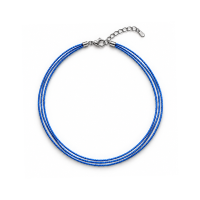 Blauwe metallic rope ketting trio