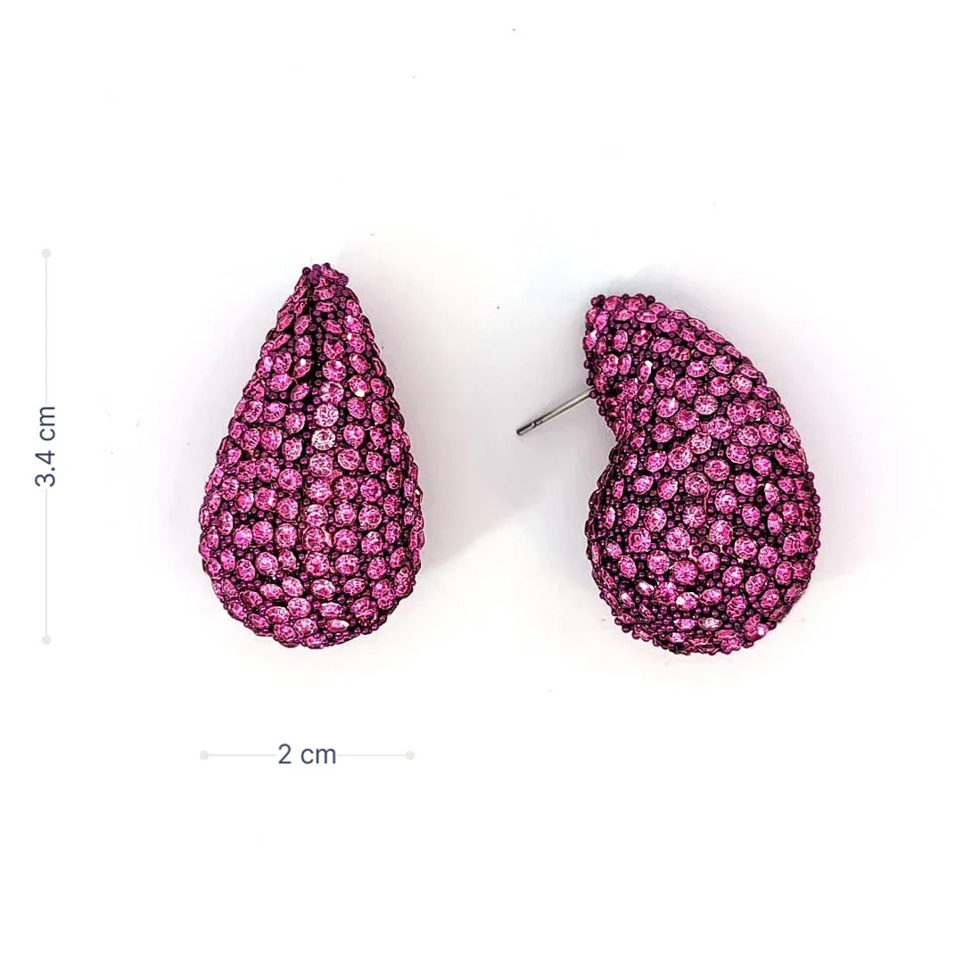 Druppel oorbellen met fuchsia glitters allover - Casa Jadel