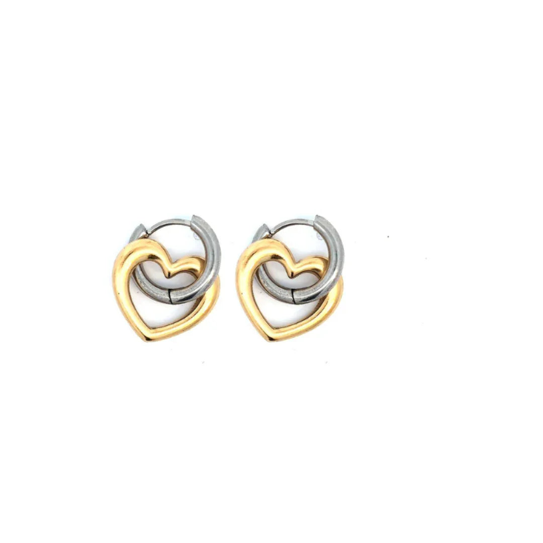 Oorringetjes met een hartje goud en zilver - Casa Jadel