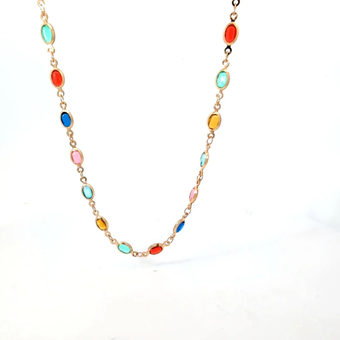 Gouden multicolor schakel ketting - Casa Jadel
