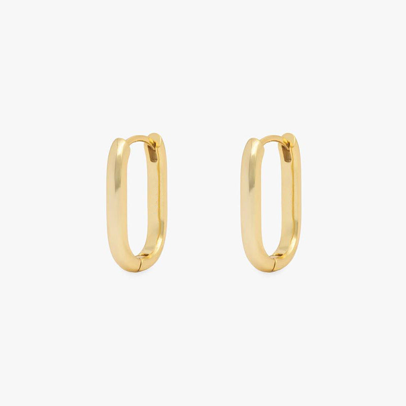 Gouden langwerpig ovale oorring basic - M