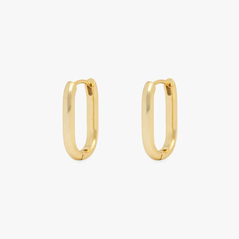 Gouden langwerpig ovale oorring basic - M - Casa Jadel