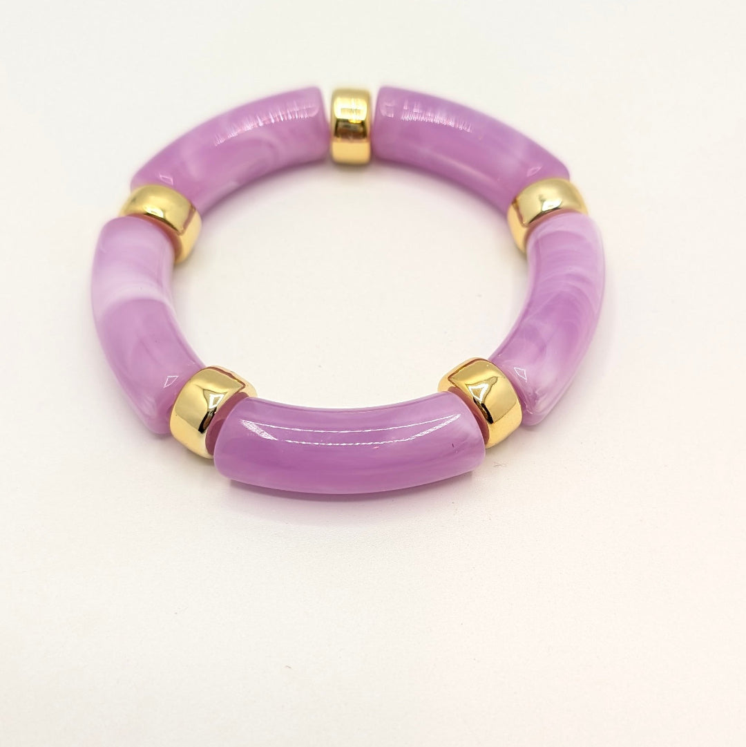 Lila gouden gemarmerde tube armband