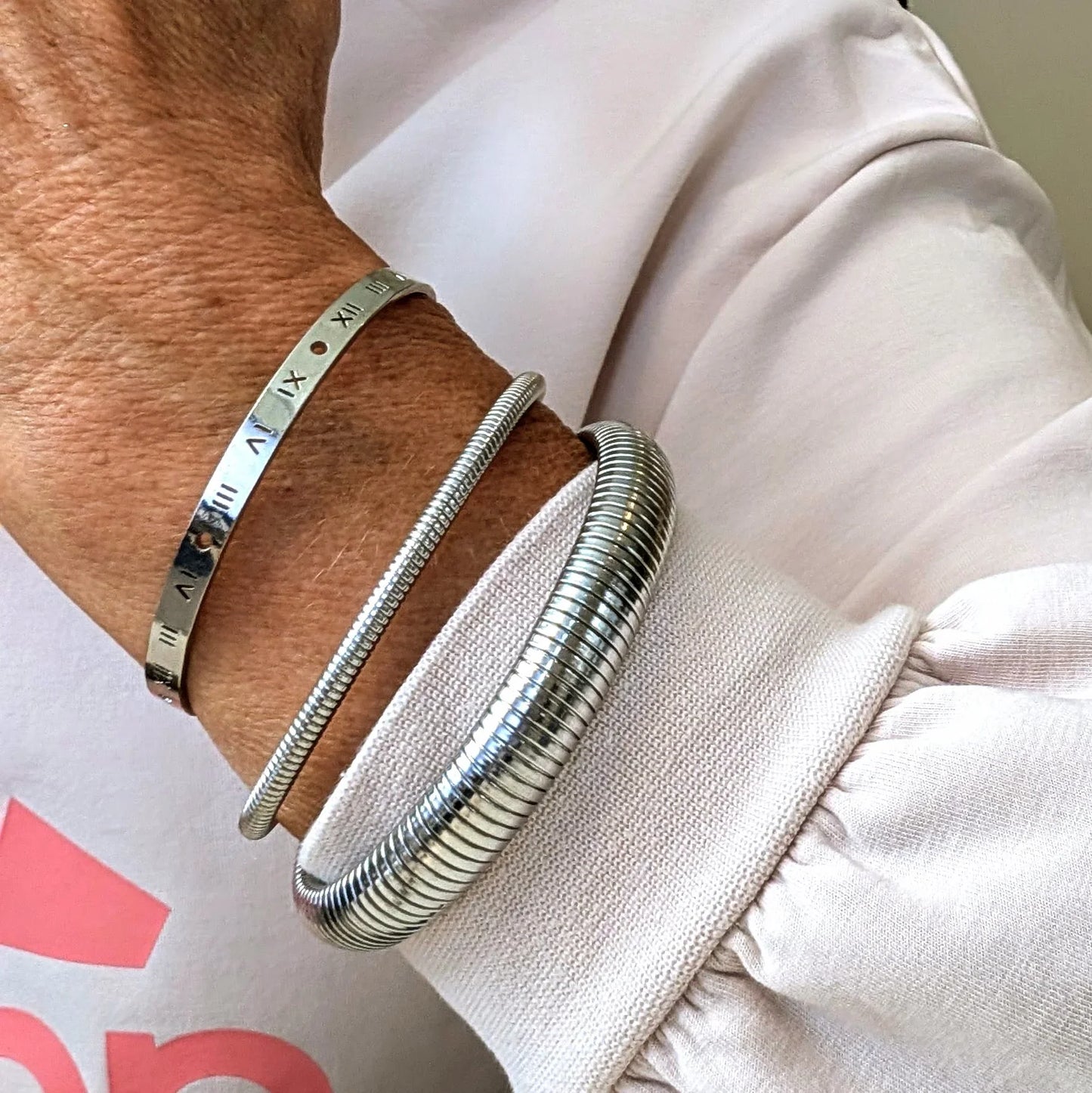 Bangle zilveren armband met Romeinse cijfers - Casa Jadel