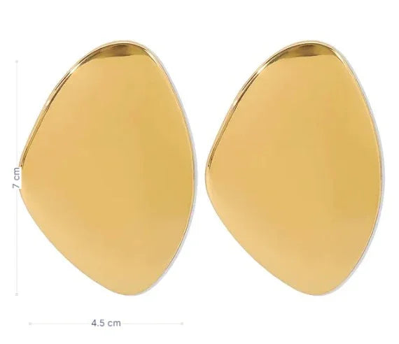 Gouden oorknopjes met asymmetrische egale plaat - Casa Jadel