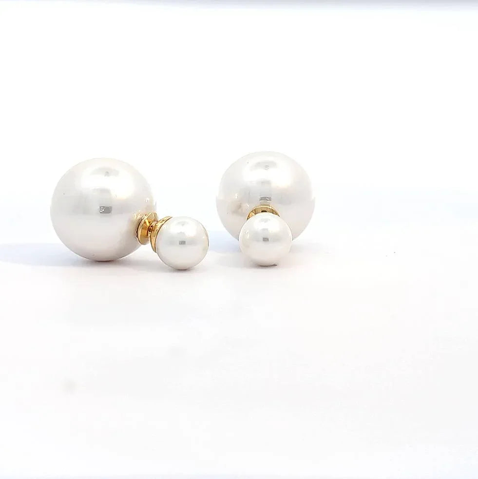 Oorknopjes grote witte parelmoer bal en kleine witte parelmoer bal - Casa Jadel