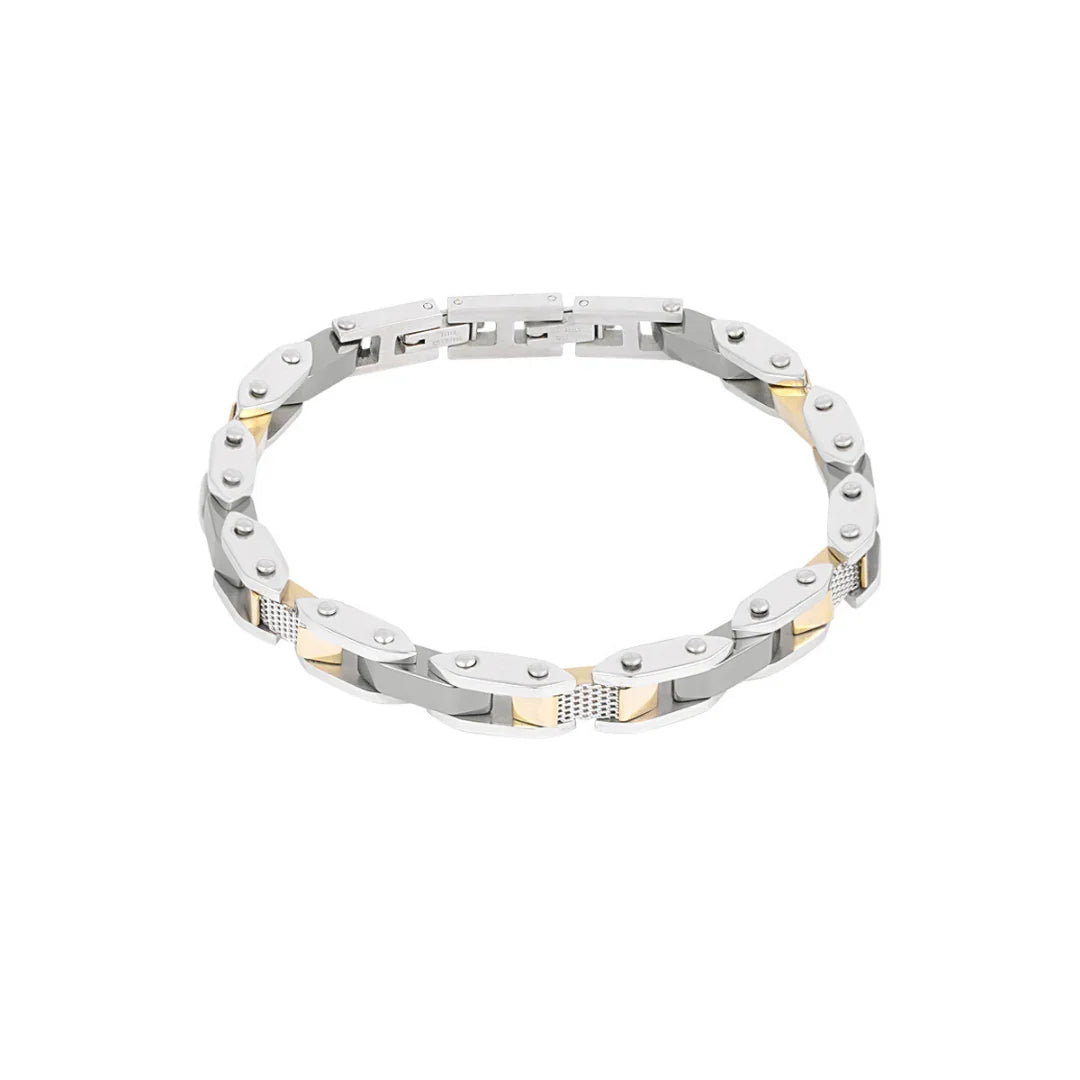 Armband heren schakelarmband zilver - goud