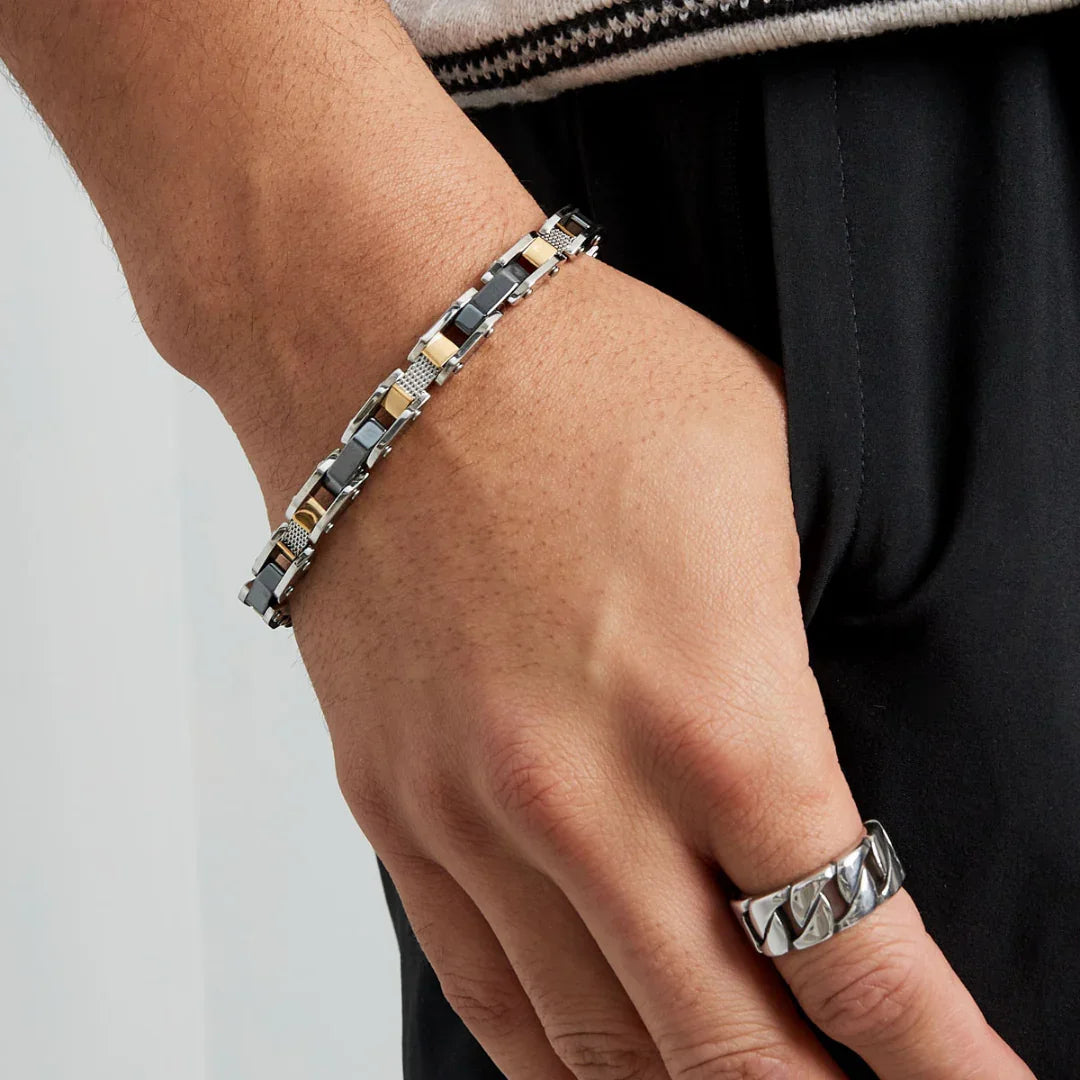 Armband heren schakelarmband zilver - goud