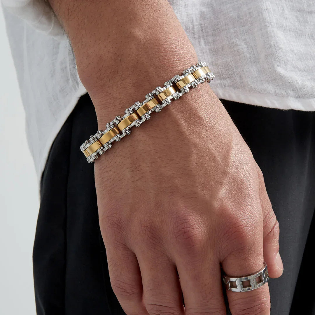 Armband heren schakelarmband zilver goud