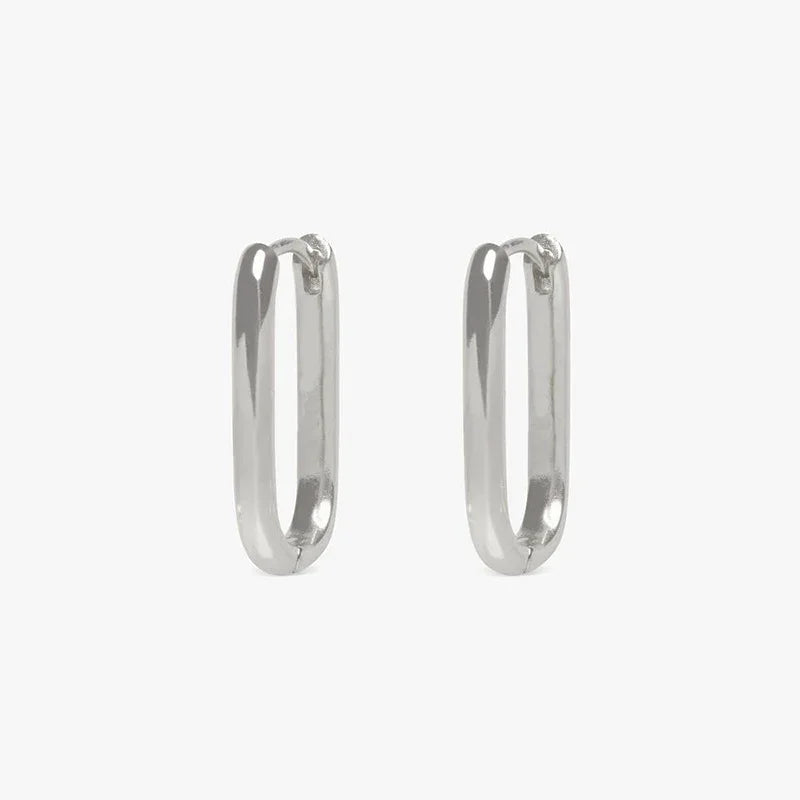 Zilveren langwerpig ovale oorring basic - L - Casa Jadel