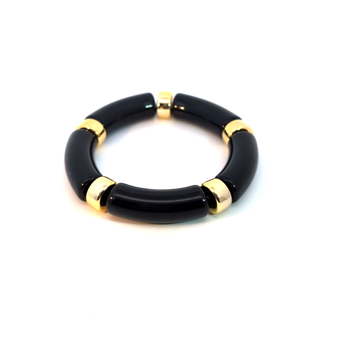 Zwarte gouden tube armband