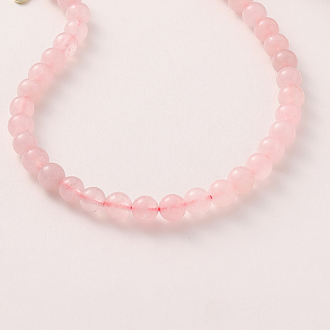 Roze marmer kristallen kralen ketting