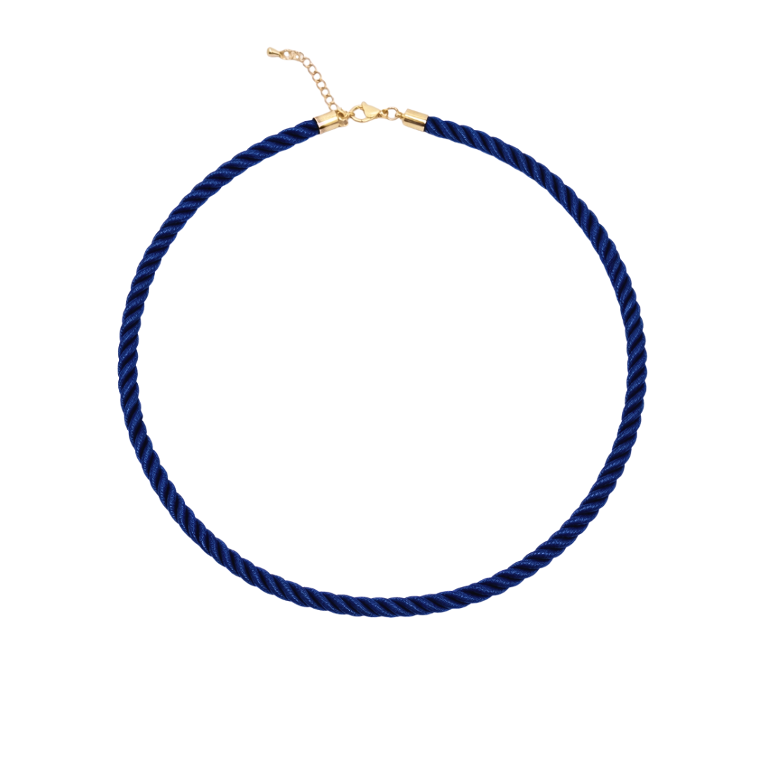Donkerblauwe gedraaide rope ketting met goudkleurige sluiting