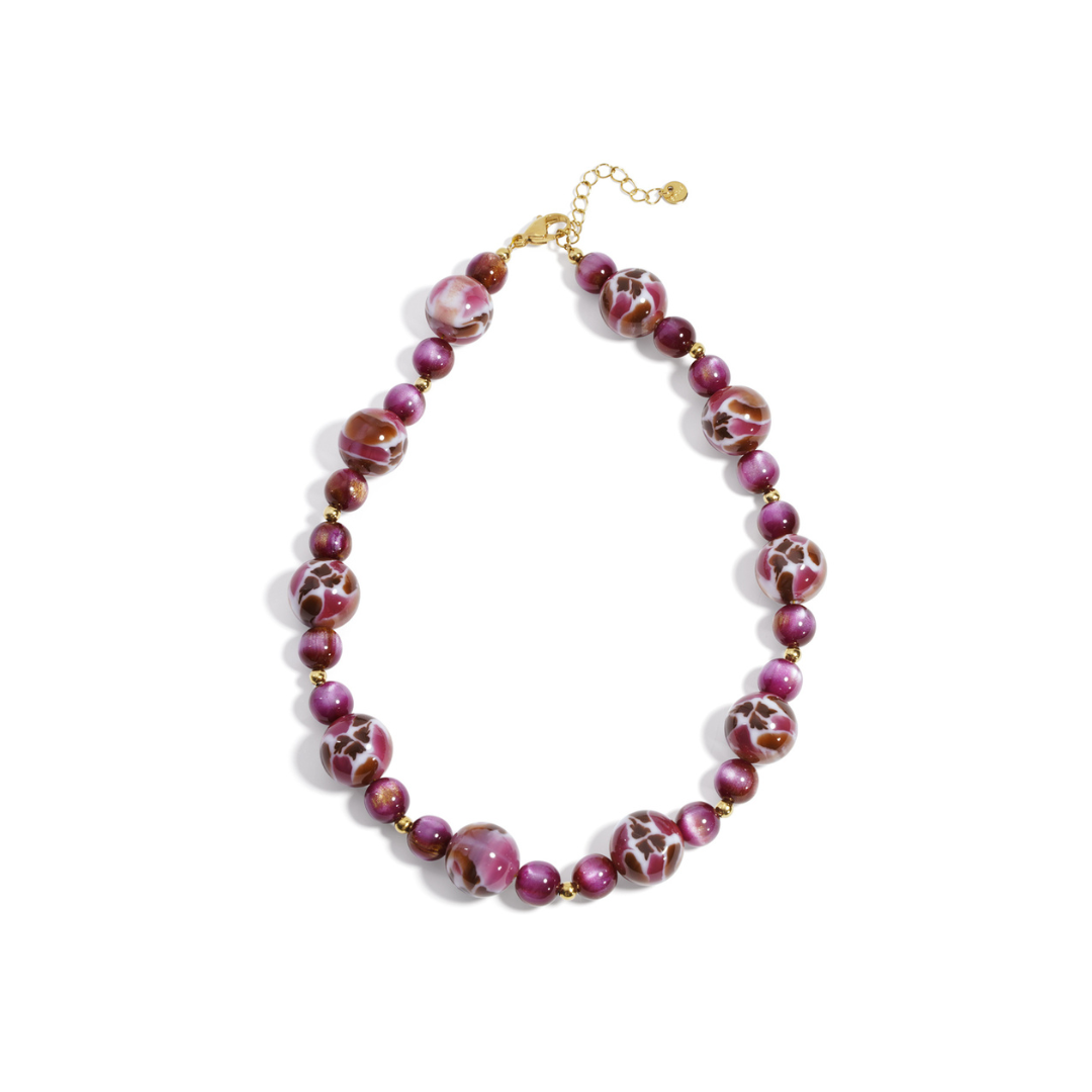 gemarmerde roze bruin witte kralenketting